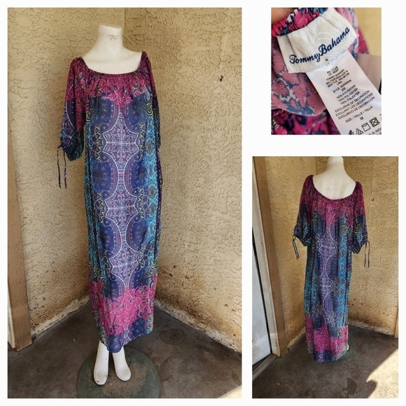 Tommy‎ BahamaSun-Kissed On GeorgetteOff-The-Shoulder Maxi Dress - Picture 2 of 2